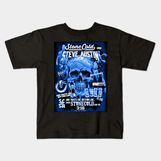 Stone cold artwork sticker Kids T-Shirt by SAN ART STUDIO 